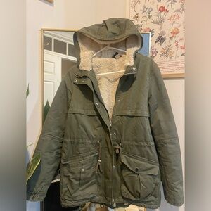 Divided Green Jacket with furry inside